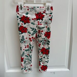 NWOT 2T Honest Company Girls Christmas Berry Poinsetta Holiday Leggings Pants